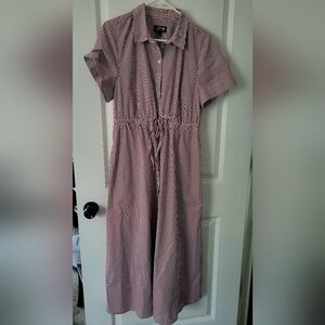 J Crew  Pink and White Striped Maxi Shirtdress